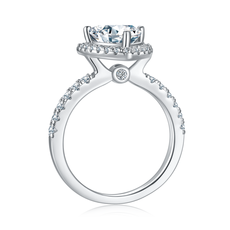 Affordable Luxury三角形S925银镀白金MoissaniteWomen's Ring2.0ctD级